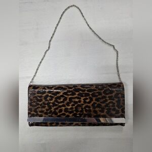 Call It Spring Leopard Print Clutch with Silver Chain
